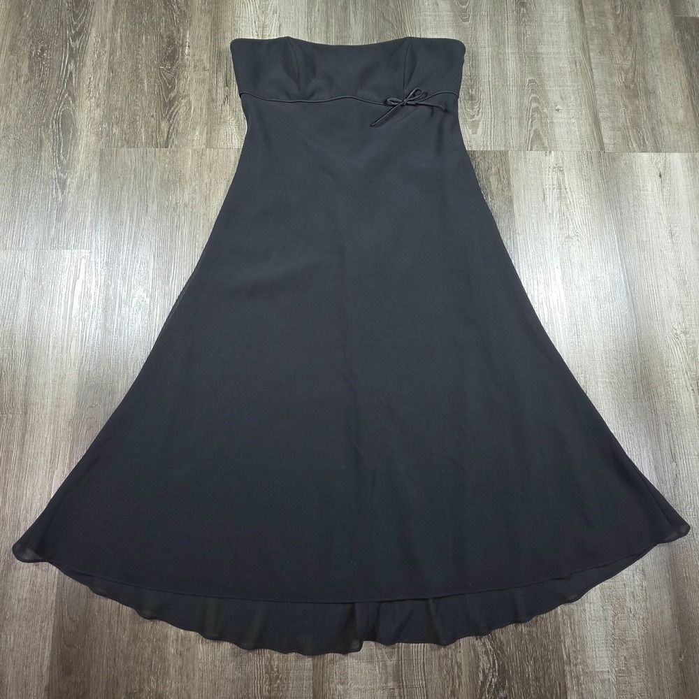 Dessy Collection Black Strapless Cocktail Midi Dress Womens 12 90's Y2K USA Made